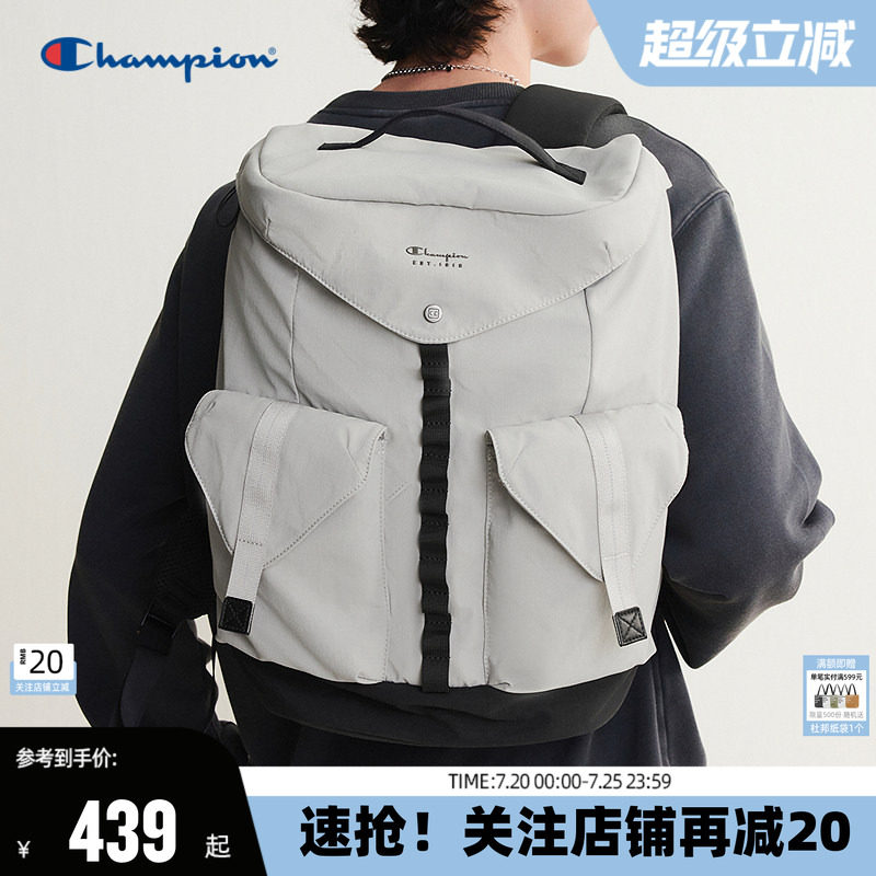 Champion冠军双肩包大容量多口袋分区收纳机能风校园旅行通勤简约