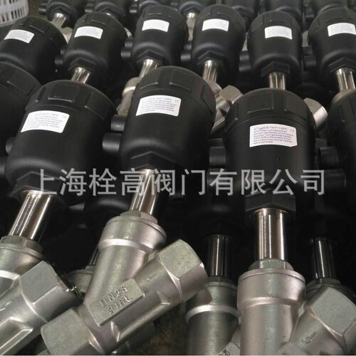304/316L不锈钢气动角座阀 J15F塑料头不锈钢头角座阀DN15-DN300