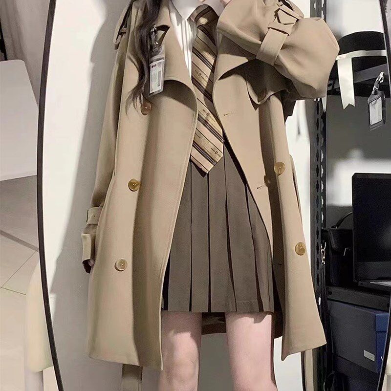 大码胖妹妹风衣女春秋冬新款宽松高级感黑色英伦风中长款大衣外套