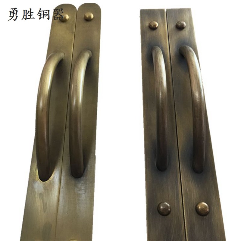 明装纯铜中式大门拉手 简约对开门手柄玻璃门入户门仿古铜大把手