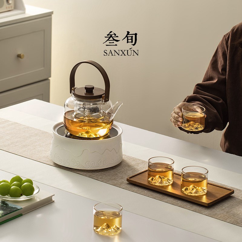 叁旬煮茶壶围炉煮茶器家用耐高温玻璃烧水泡茶壶茶具套装礼盒高档
