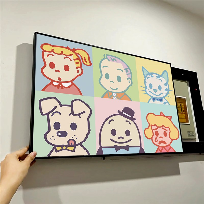消防箱遮挡白色画框挂画入户上下电箱装饰画侧开门 推拉 翻盖款式