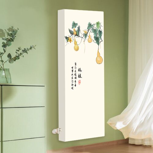 立式暖气片罩新中式轻奢家用遮挡帘美化定制竖款装饰防水防尘罩套