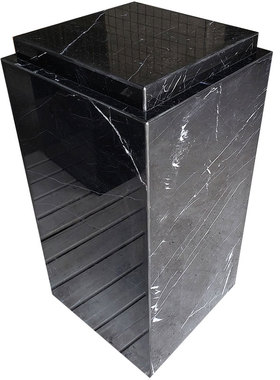 双层天然黑白根大理石底座艺术品展示台工艺品摆件柱客厅雕塑立柱