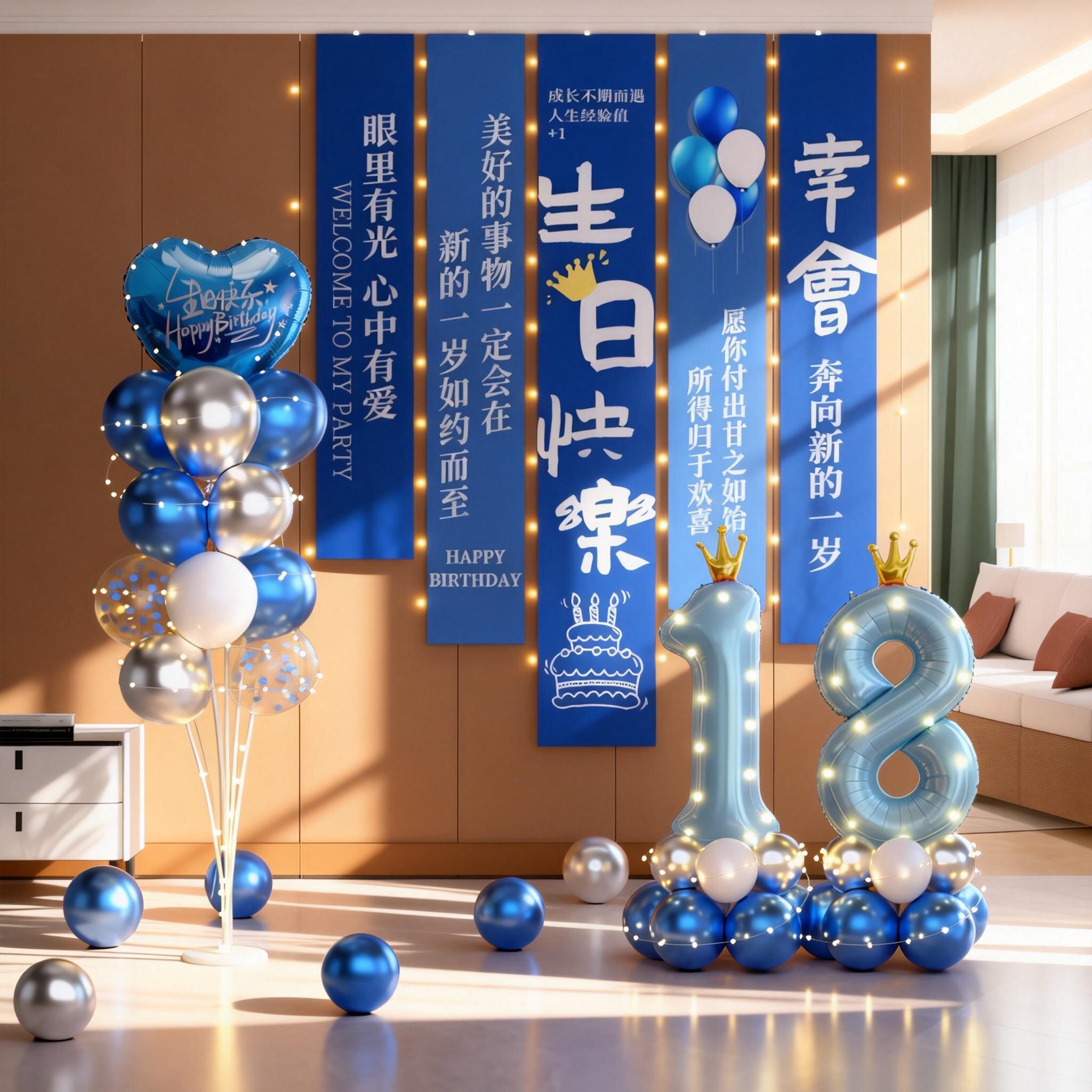 成年礼条幅挂布18岁女孩男孩成人生日布置场景装饰男孩背景墙拍照