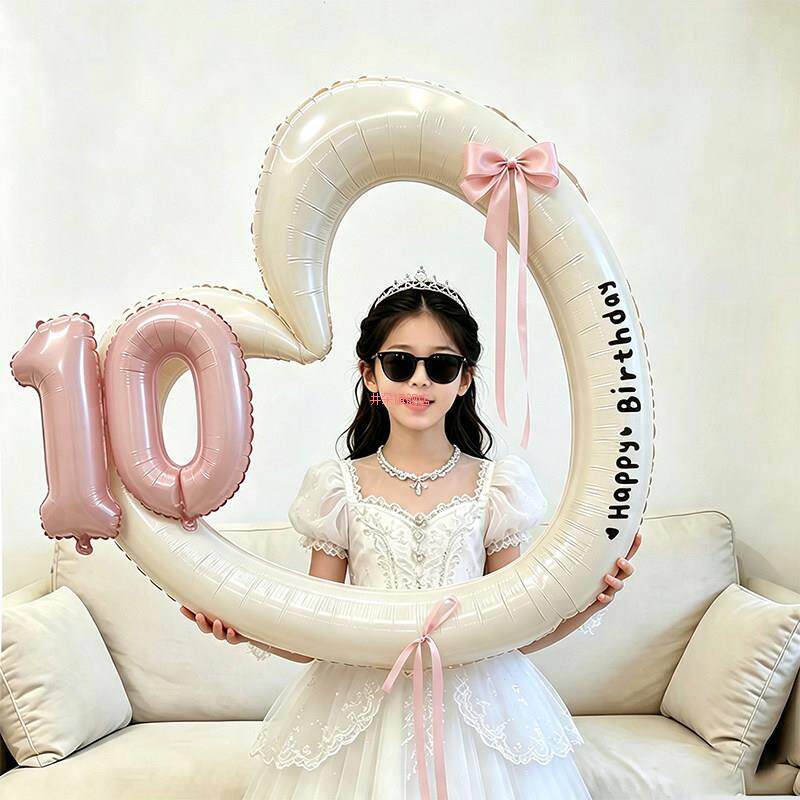 爱心相框气球儿童十周岁生日装饰场景布置女孩派对氛围感拍照道具