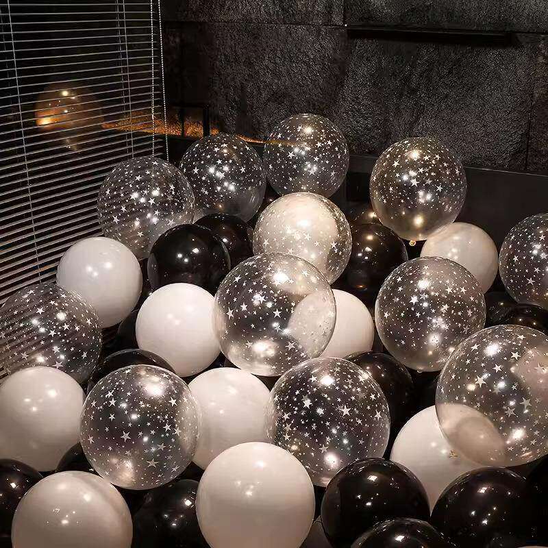 满天星透明印花乳胶气球生日布置派对表白婚礼庆婚房结婚场景装饰