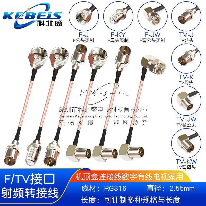 机顶盒连接线数字有线电视闭路线 TV转F英制家用射频信号线高清线