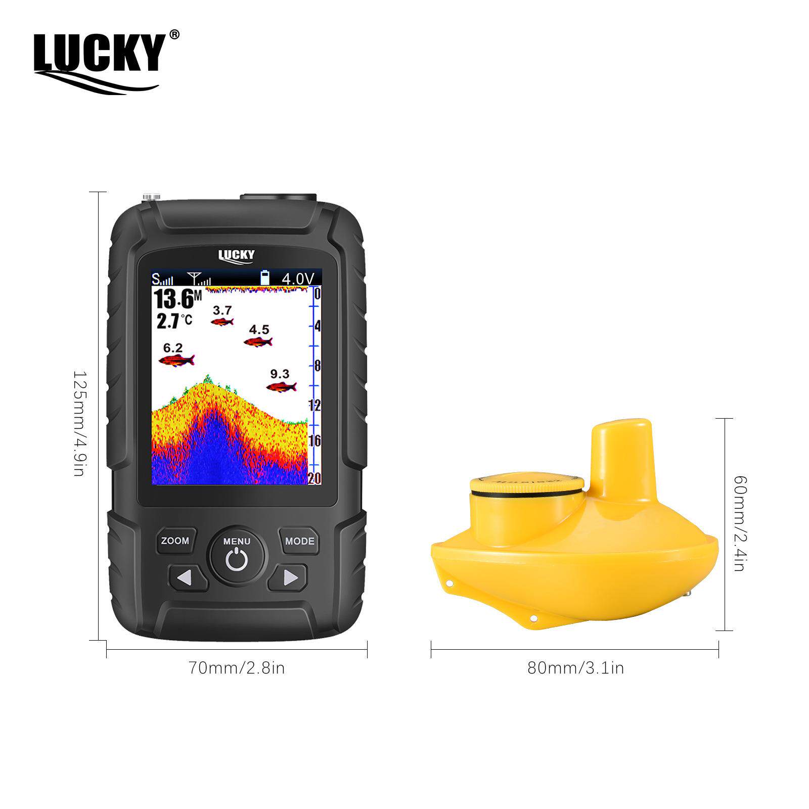LUCKY无线彩屏声纳鱼群探测器智能探鱼器便携探鱼器