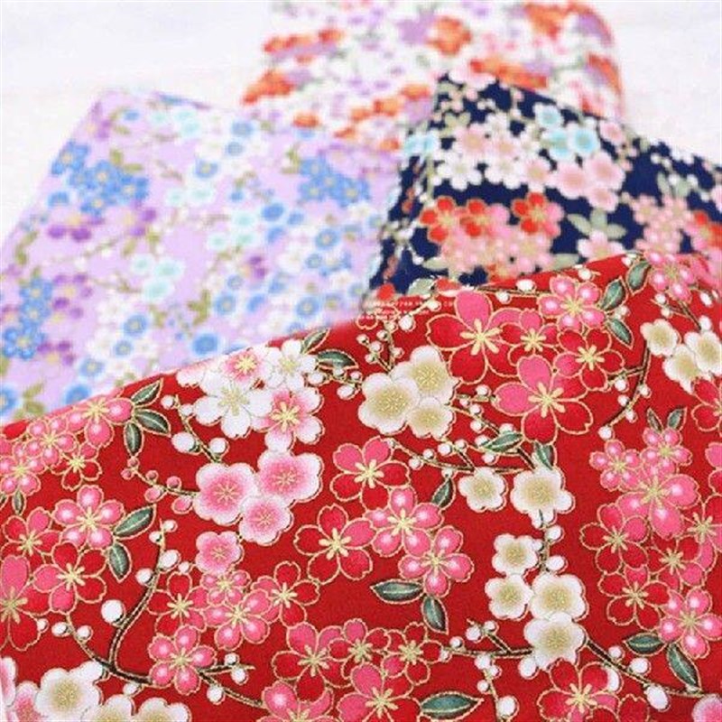 100*150cm Japanese Style Red Cherry Blossom Bronzing Fabric