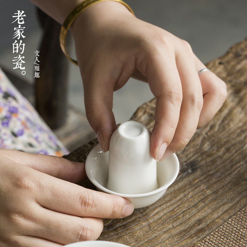 德化白瓷茶具套装家用猪油白玉瓷简约功夫茶壶盖碗茶杯闻香杯整套