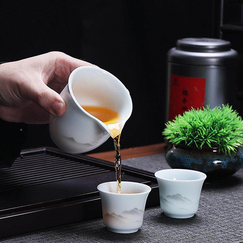 夫茶具套装家用新陶瓷EDQ泡茶专用茶壶盖碗中高档水功墨茶艺整式
