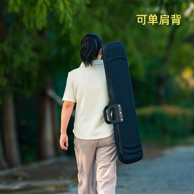 吴越牌二胡盒圆头二胡硬盒琴盒软提手舒适精致做工黑色可背可提