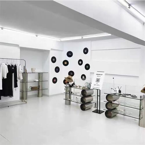 服装店鞋货架中岛台落地式包包玻璃展示架不锈钢陈列架道具展示台