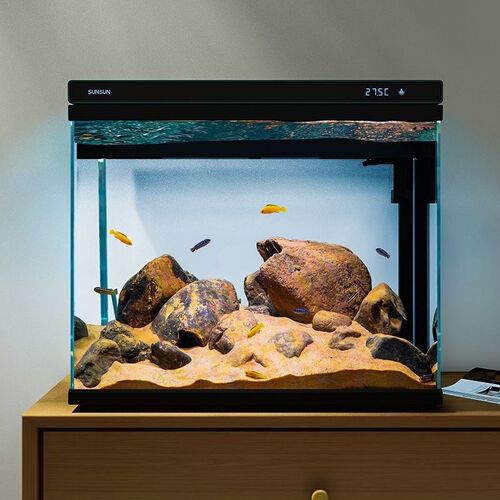 森森超白玻璃鱼缸客厅小型家用水族箱生态免换水过滤制氧金鱼缸
