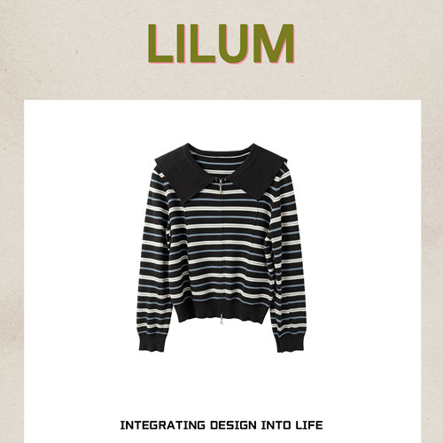 LILUM厘白【慢时光】条纹百搭休闲开衫