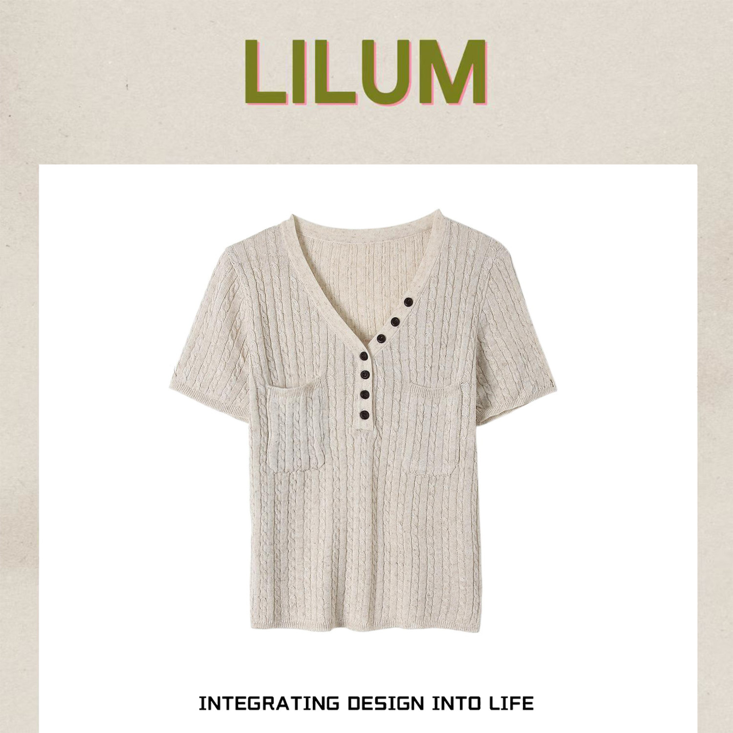 【小田直播间】LILUM厘白【曲优短袖】时尚百搭休闲短袖