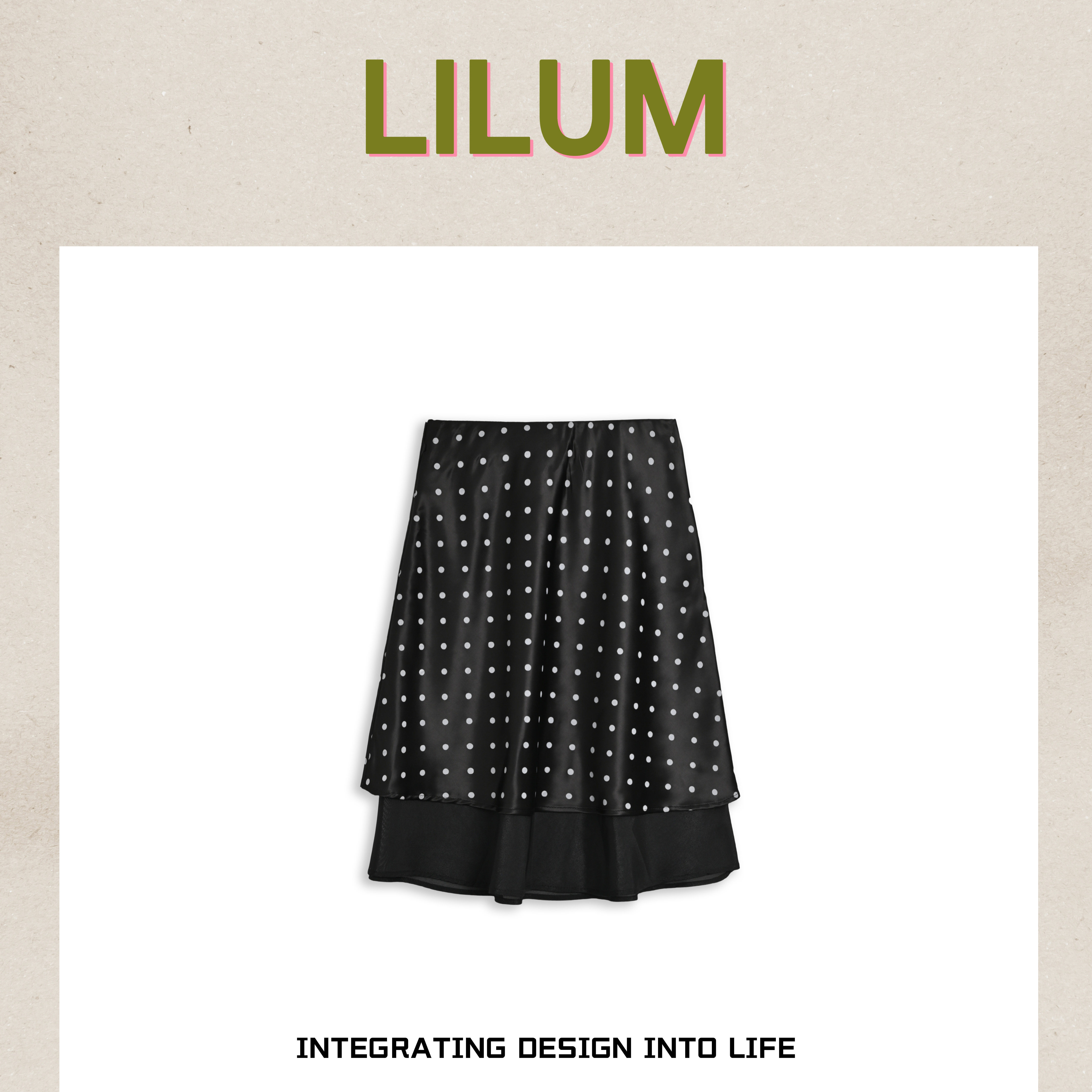 【小田专享】LILUM厘白【波点半裙】时尚百搭休闲半身裙