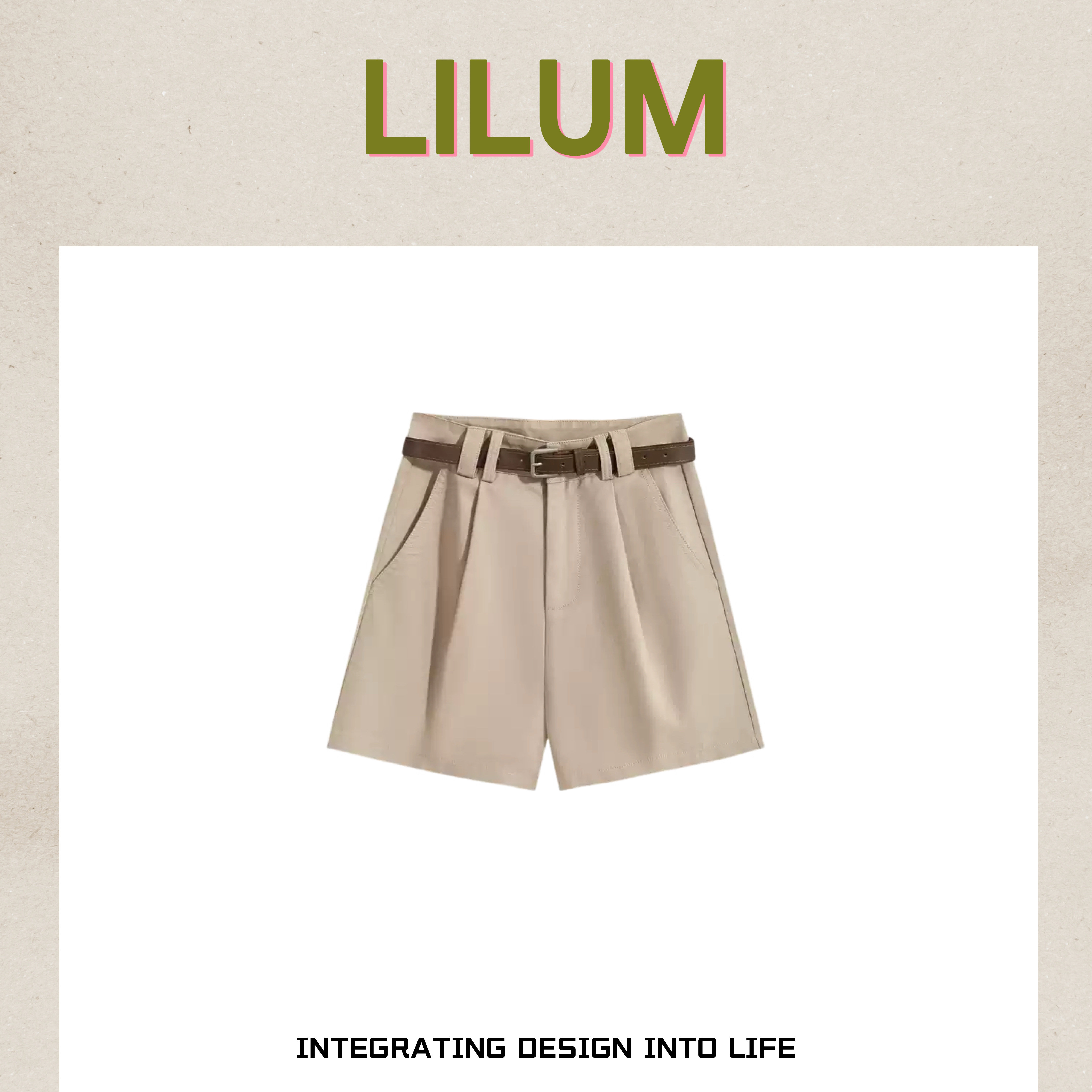 【小田直播间】LILUM厘白【老钱短裤】时尚百搭休闲短裤LL6853