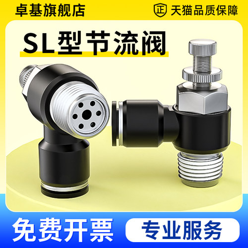 节流阀气动可调气管快速接头气缸调节阀气阀调速阀限流阀SL6/8-02
