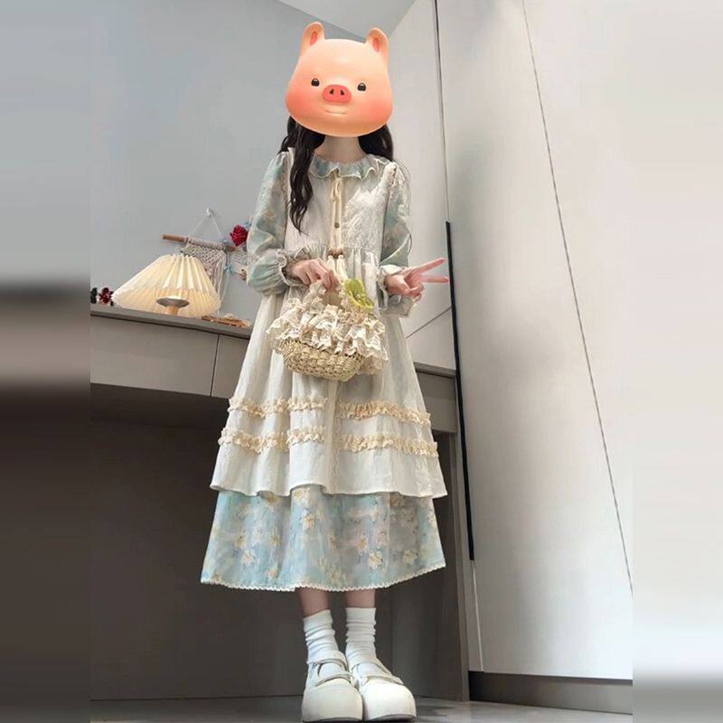 开春晚宴长裙小众一整套装女碎花吊带连衣裙小个子2026年夏季新款
