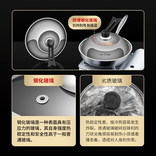 304不锈钢32cm玻璃锅盖家用y铁锅炒菜蒸锅可立式2085耐高温专用盖