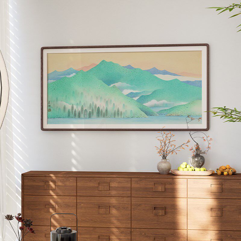 李旭新中式客厅沙发背r景巨幅山水画卧室大气简约别墅高档装饰画