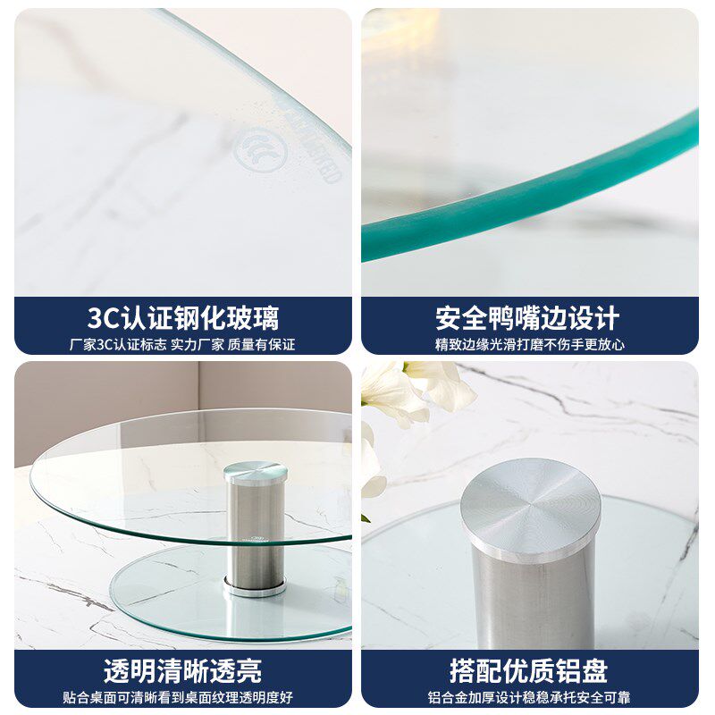 酒店加高餐桌转盘钢化玻璃双层转盘家用二层转盘双层水果转盘