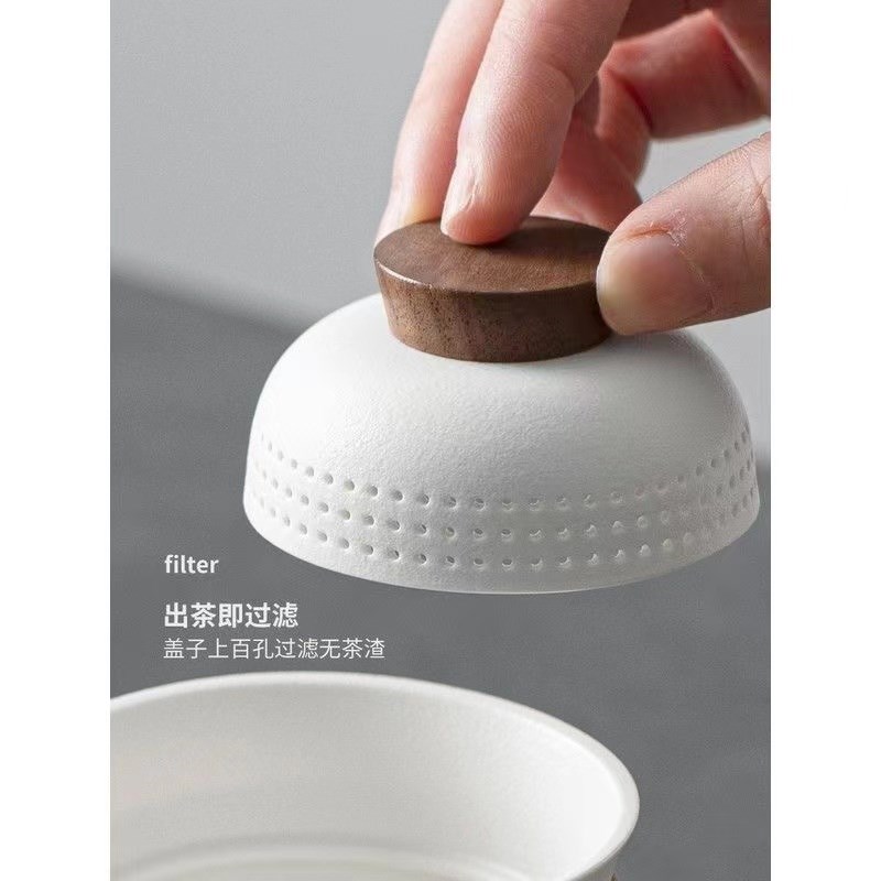 一个装木头手提抓防尘过滤马克茶杯盖子粗陶路宝黑白圆形陶瓷配件图片