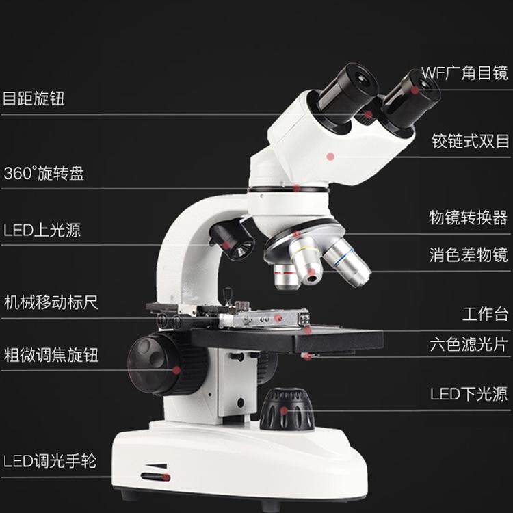 生物显微镜高倍10000光学镜面儿童科学螨虫观察家微生物看精子镜