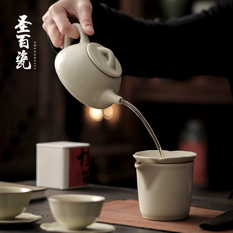 米黄汝窑大号石瓢壶功夫茶道可养茶具泡茶壶家用陶瓷过滤泡茶器