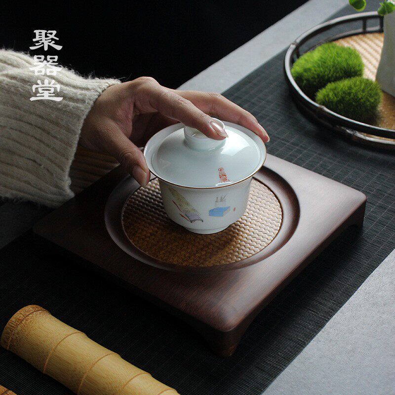 重竹实木干泡盘点心碟子果盘精致中式简易小茶盘茶台壶承茶道配件