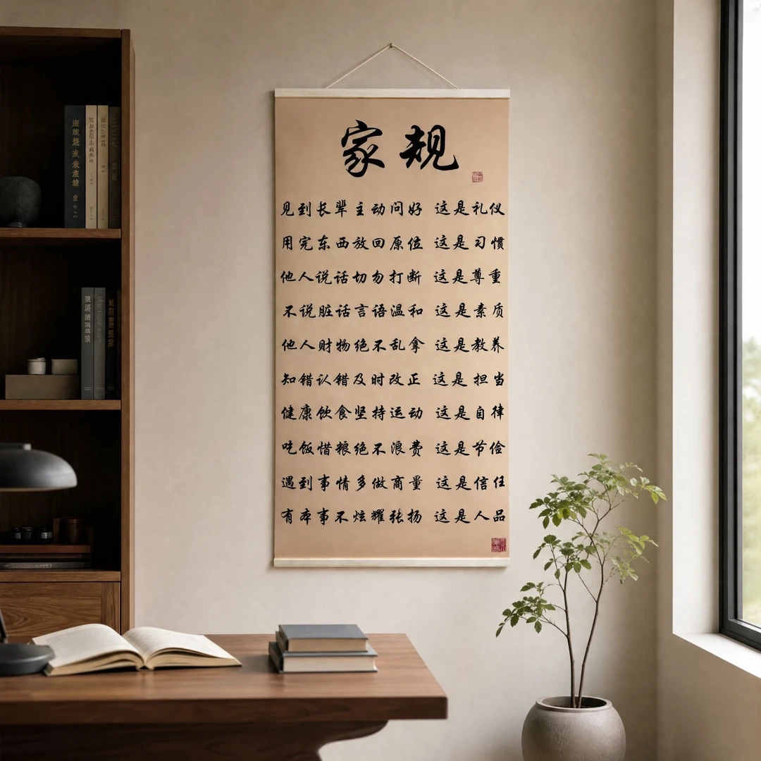 【下单立减50】【家规】家训中式书法挂画玄关书房客厅入户景_YZ