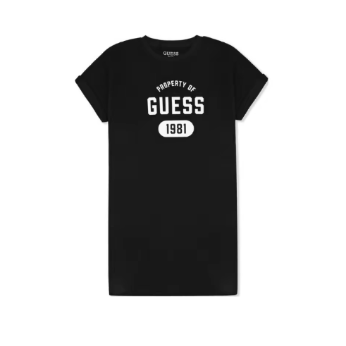 GUESS 字母印花圆领套头中长款短袖连衣裙 女款-W4PK1MK2Q40