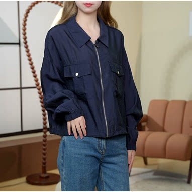 GUESS 女子休闲翻领口袋夹克外套-RP2W2889