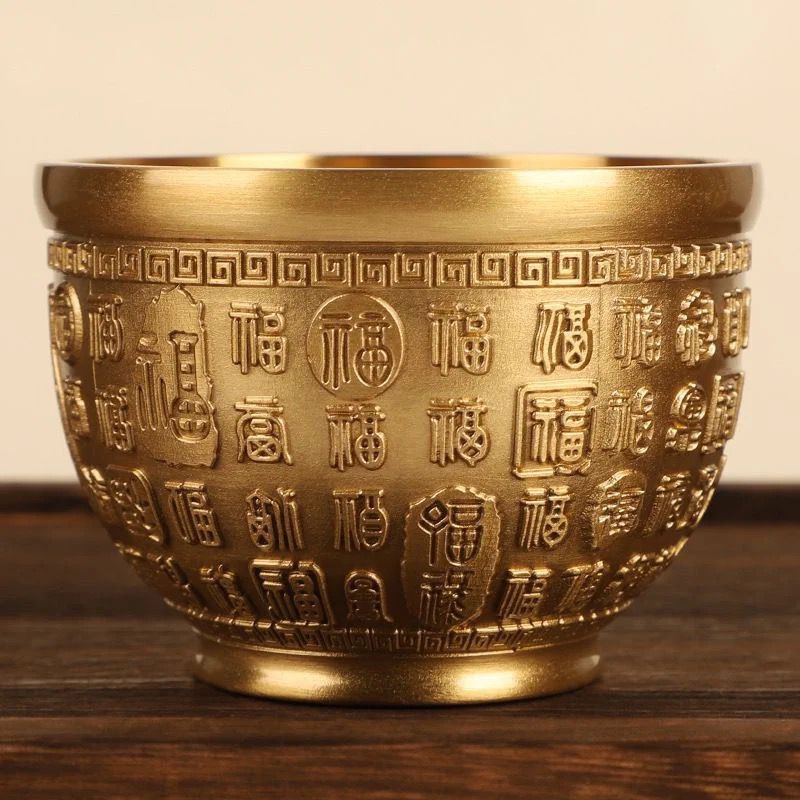 黄铜大小百福缸摆件黄铜聚宝盆招财进宝客厅桌面装饰开业乔迁礼品