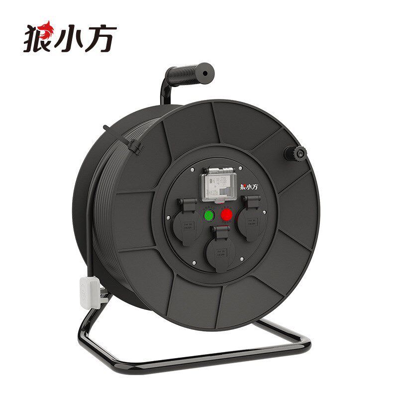 220V狼小方FX31防水型电源盘移动电缆盘卷线盘线轴带线滚子插座板