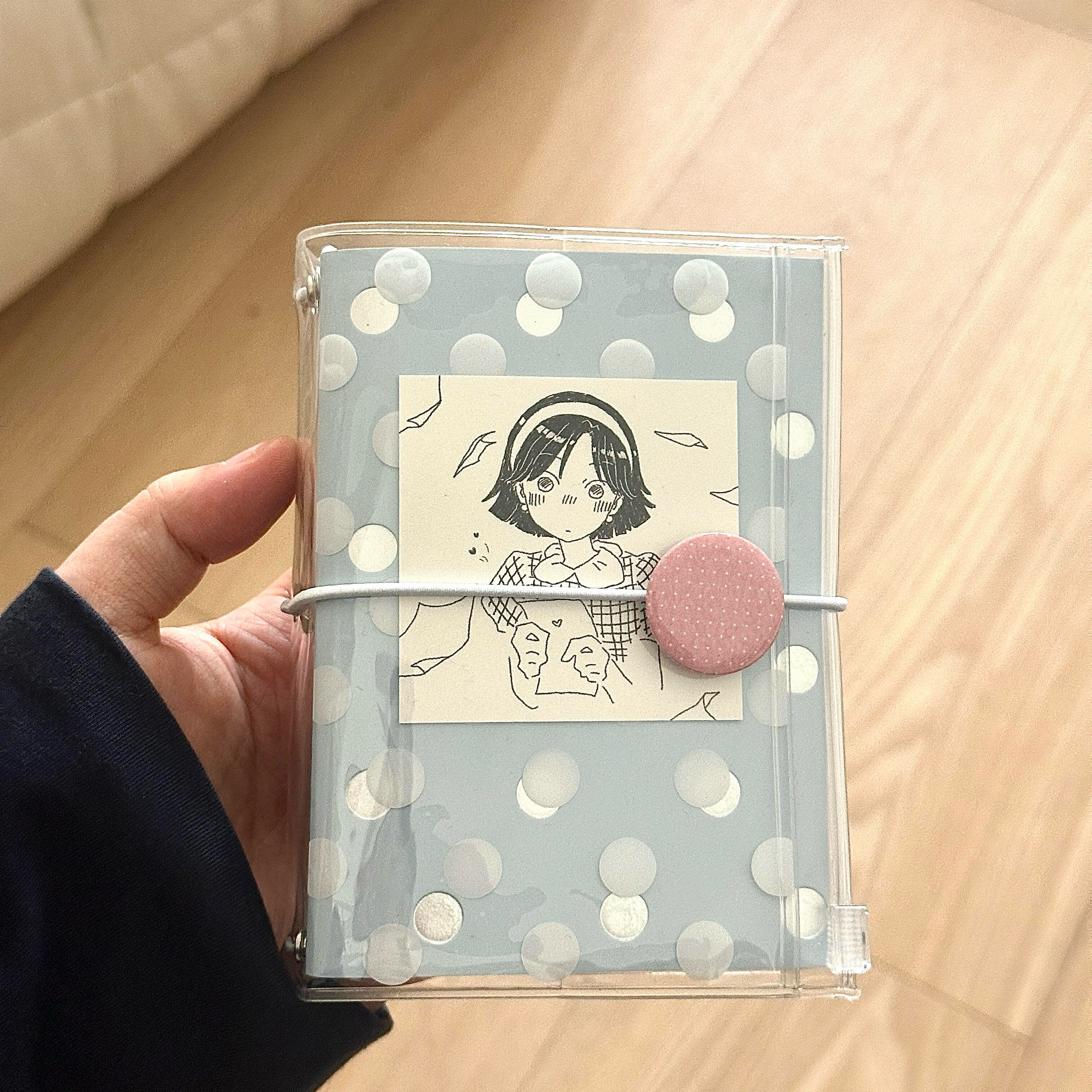 韩系彩蛋透明波点pvc书衣高颜值ins风TN护照本保护套带拉炼收纳本