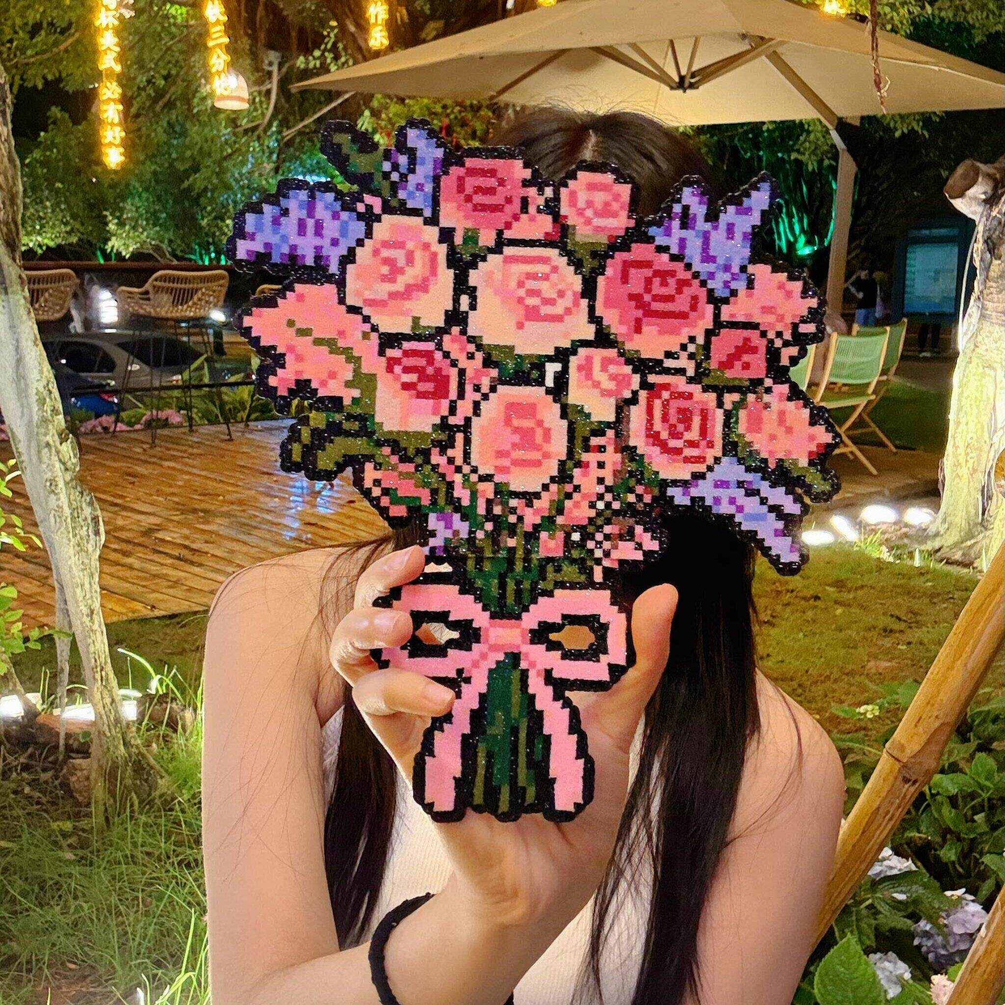 【永不枯萎的玫瑰花】拼豆花束成品格丽特烫永生花七夕礼物送女友