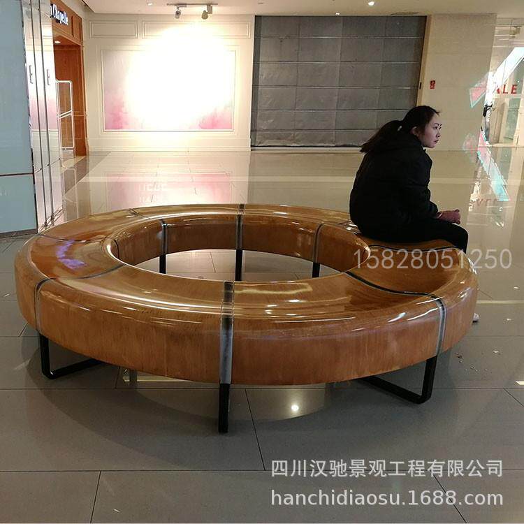 外玻璃场钢休椅户商业美陈园林绿化汉驰坐凳商三角形座椅树池闲花
