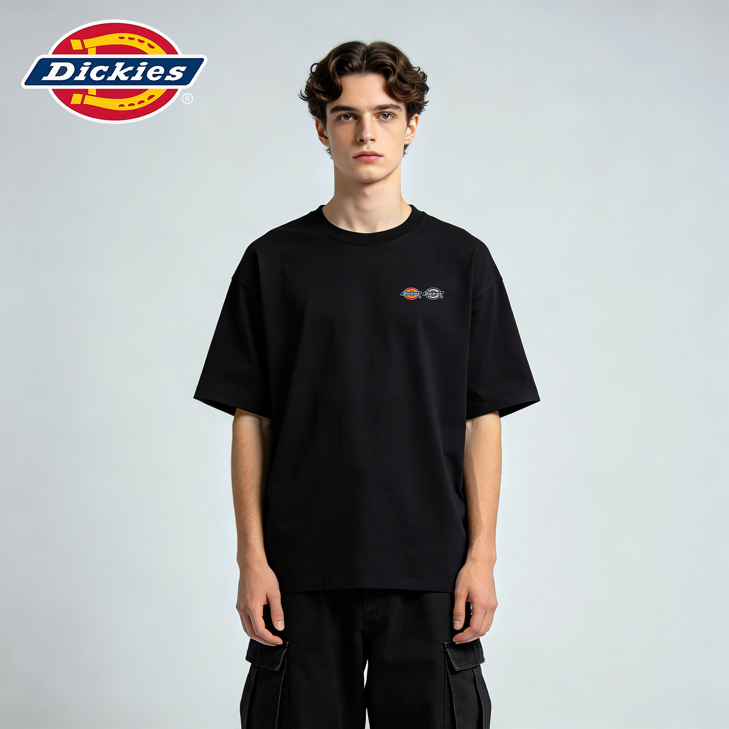Dickies美式黑色圆领短袖T恤男夏季宽松重磅凉感情侣款休闲上衣