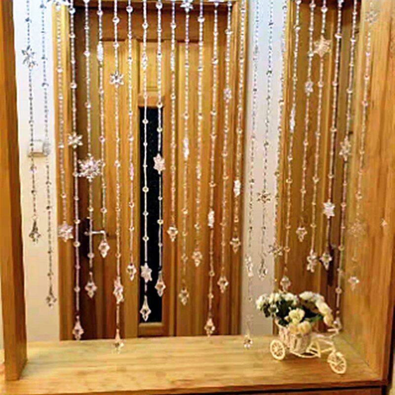 欧式雪花珠帘亚克力m透明雪片门帘拱形隔断挂帘雨淋间隔可粘贴包