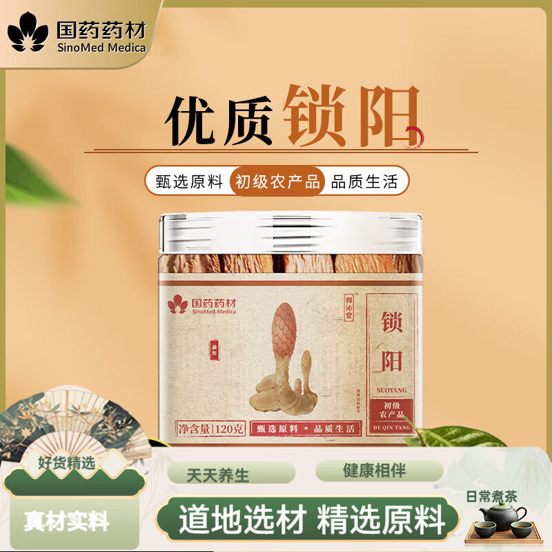 国药药材锁阳120g锁阳鲜干片肉苁蓉玛咖黄精男性滋补品 120g*1罐
