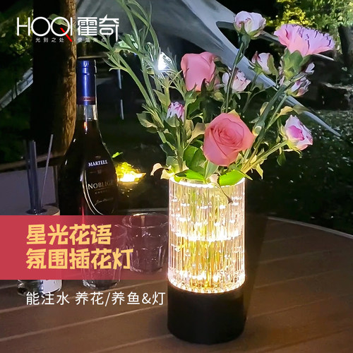 充电花瓶台灯客厅餐n桌水培插花装饰氛围灯卧室床头户外露荧小夜