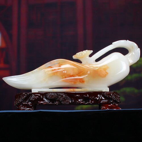 天然巴基斯坦玉石人n生如意摆件人参艺术品家居饰品客厅玄关工艺