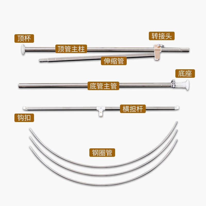 伸缩蚊帐1.2米1.8m床免安装家用支架落地纹账单人1.5m圆顶吊顶