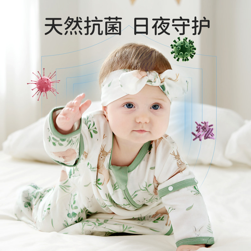 欧孕婴儿睡袋春秋冬款宝宝防踢被神器竹棉纱布新生儿一体四季通用