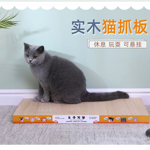 猫抓板磨爪器不掉屑耐磨实木大号逗猫玩具玩耍自嗨挠抓板猫咪用品