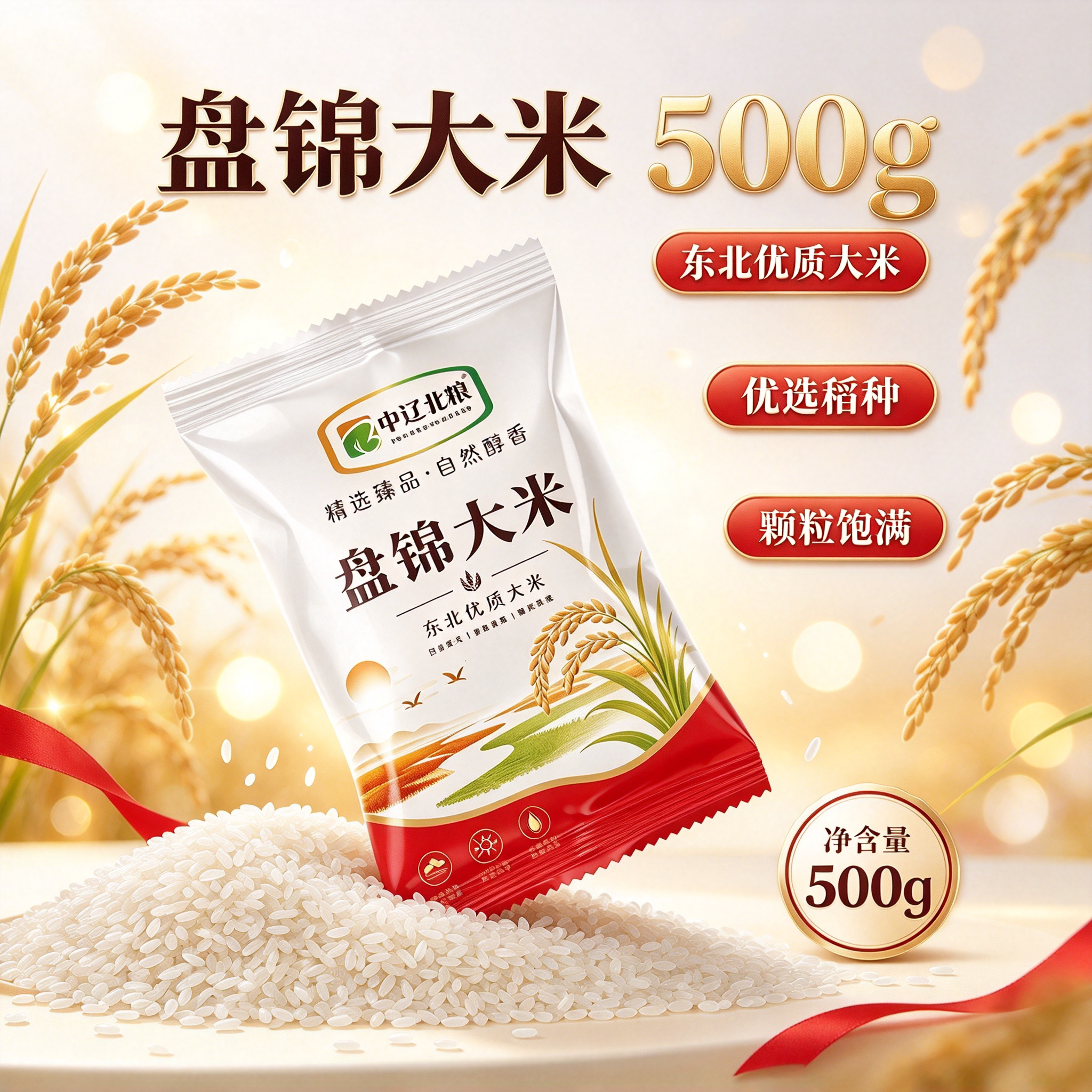 中辽北粮盘锦大米当季新米500g袋装原生态黑土地种植粒粒饱满