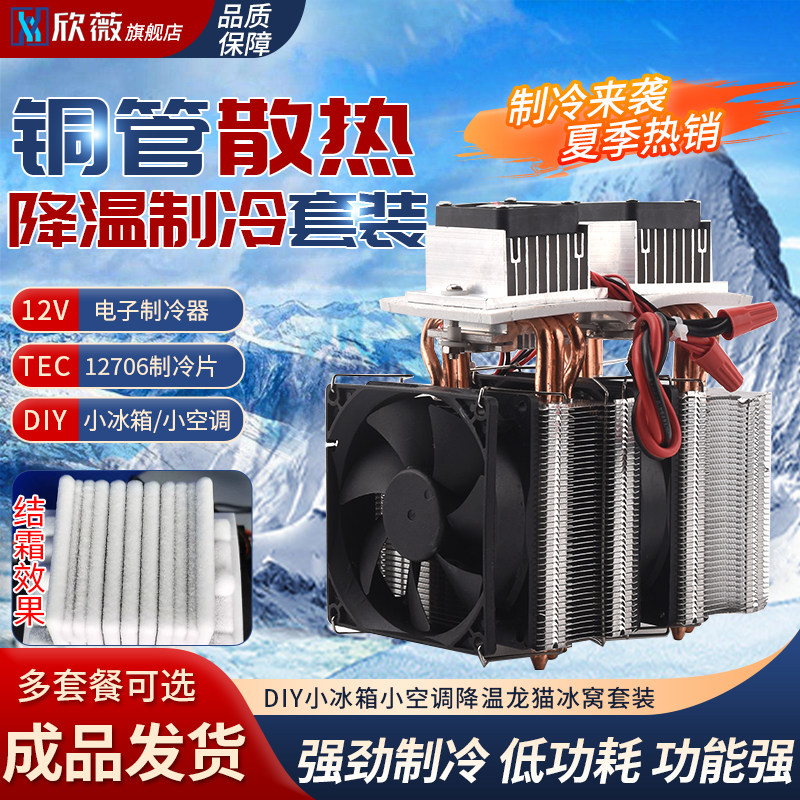 半导体制冷片12v温差电子制冷器diy小冰箱小空调降温龙猫冰窝套装